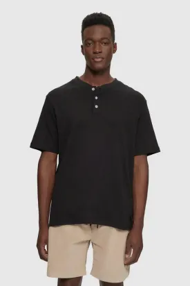 Short Sleeve Henley - Black
