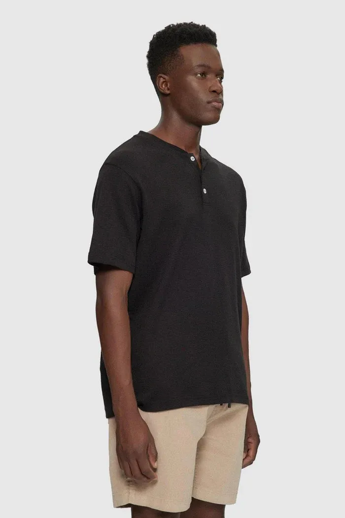 Short Sleeve Henley - Black