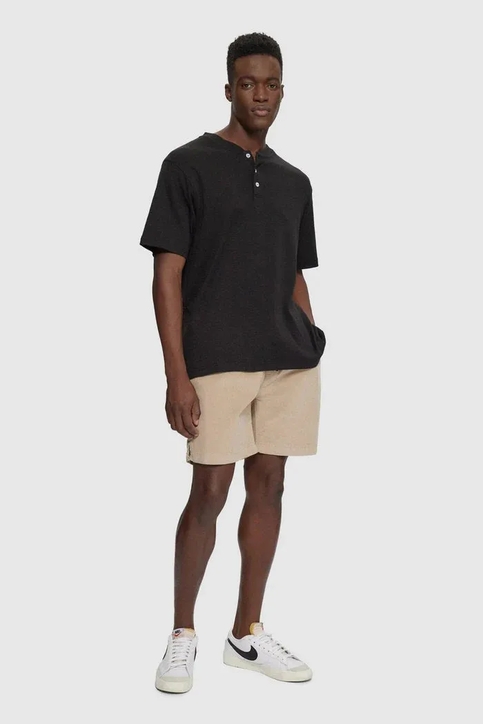 Short Sleeve Henley - Black