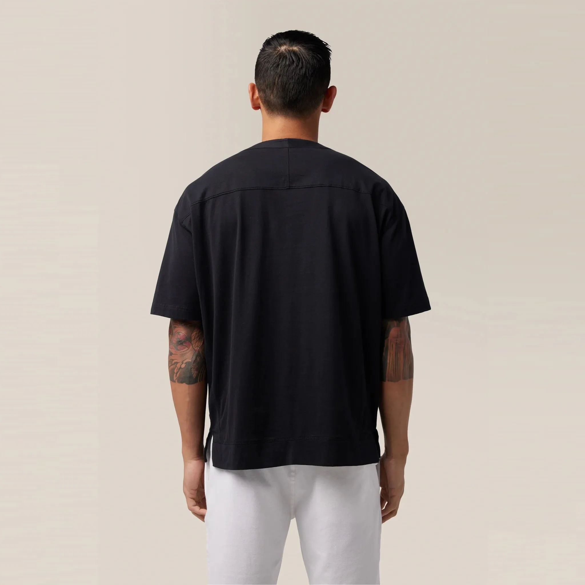 Short Sleeve Henley Tee (Black)