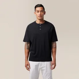 Short Sleeve Henley Tee (Black)