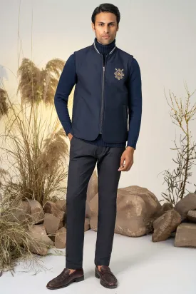 SLEEVELESS QUILTED JACKET NAVY