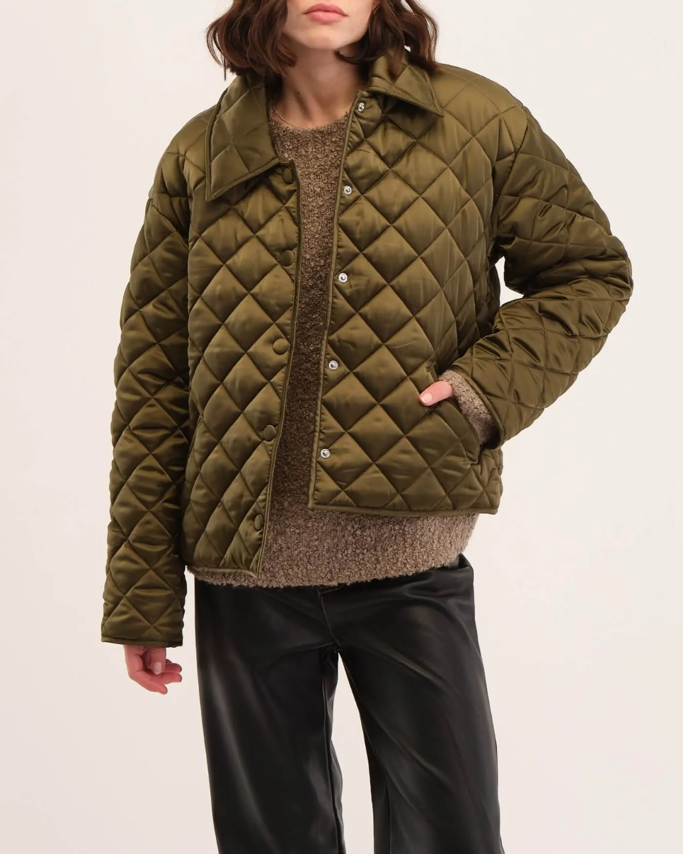 Snap Front Quilted Padded Jacket