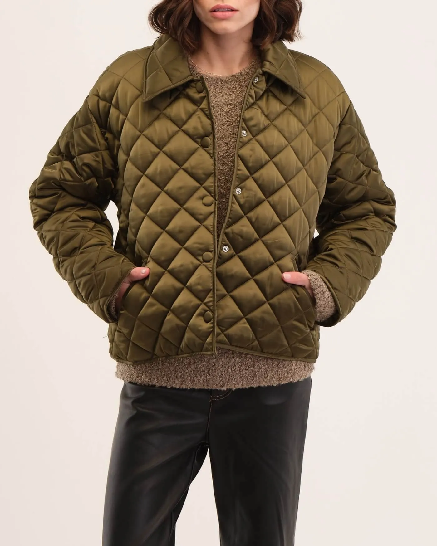 Snap Front Quilted Padded Jacket