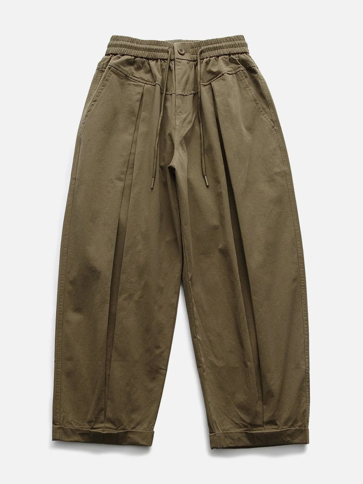 Solid Fold Drawstring Pants