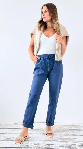 Spring Italian Jogger Pant- Denim Blue