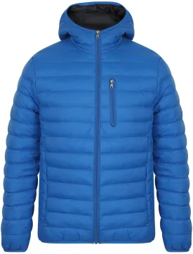 Talus Quilted Puffer Jacket with Hood in Olympian Blue - Tokyo Laundry