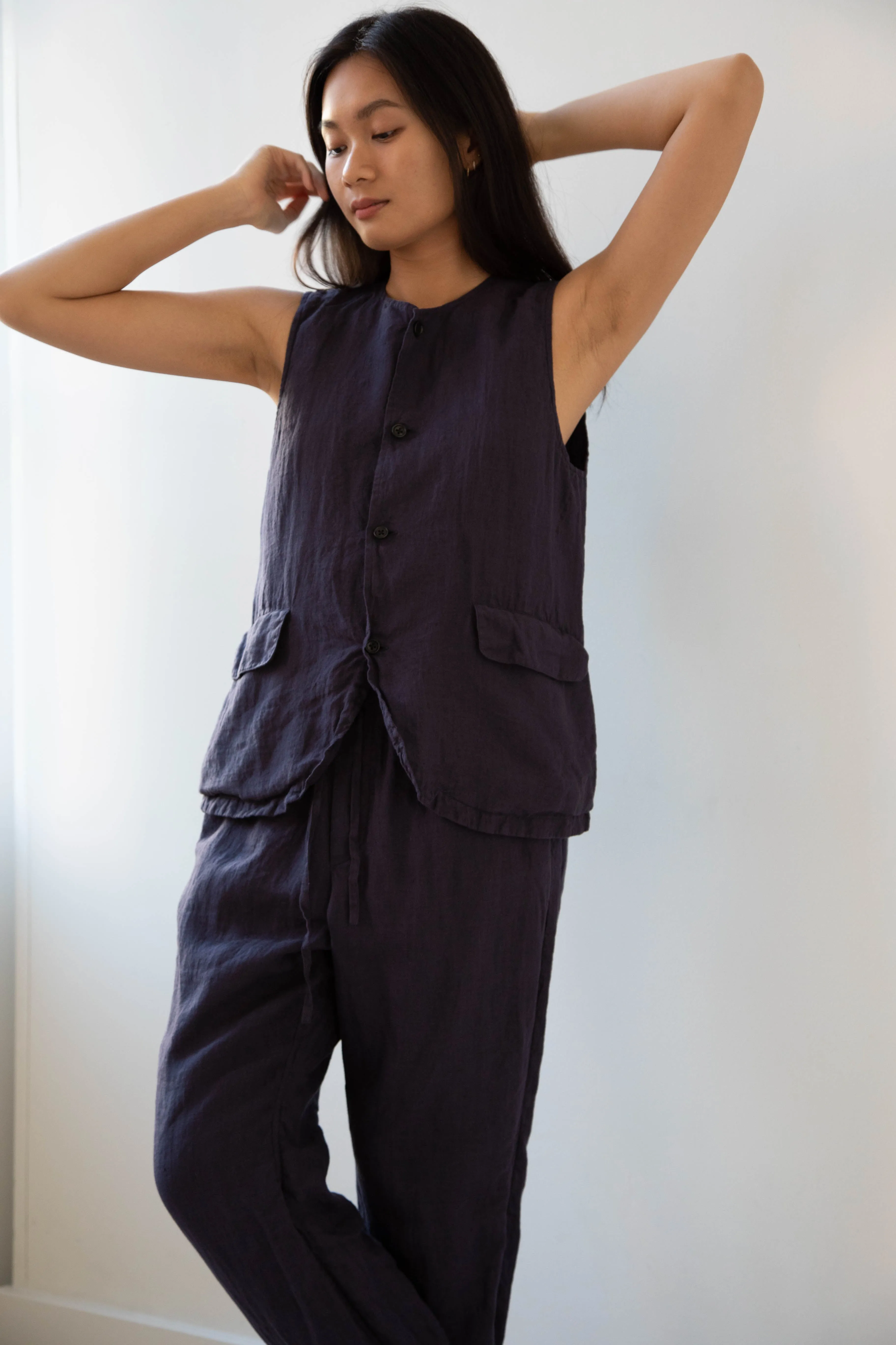 Vas-y Lentement | Linen Easy Pants in Navy