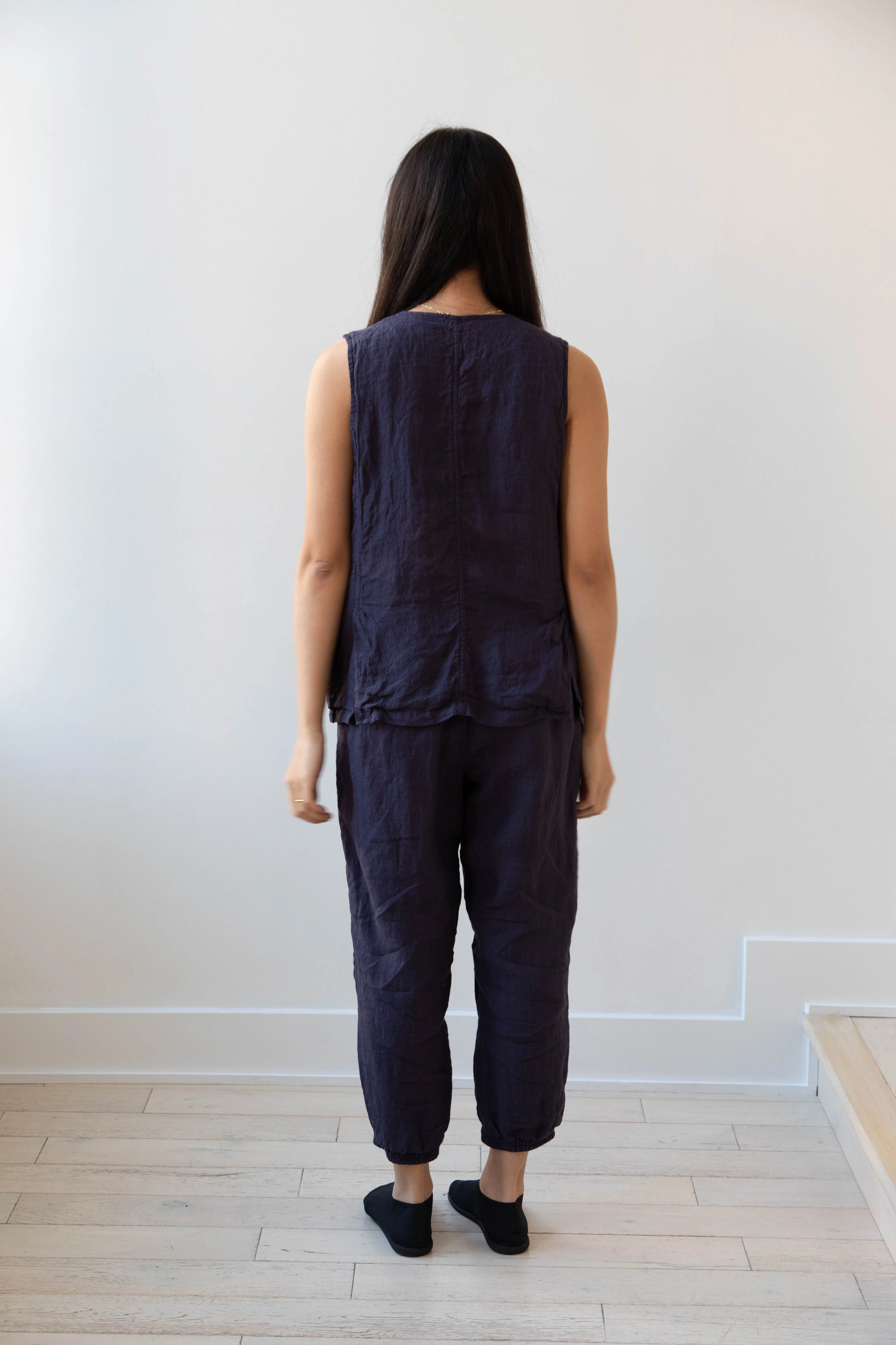 Vas-y Lentement | Linen Easy Pants in Navy
