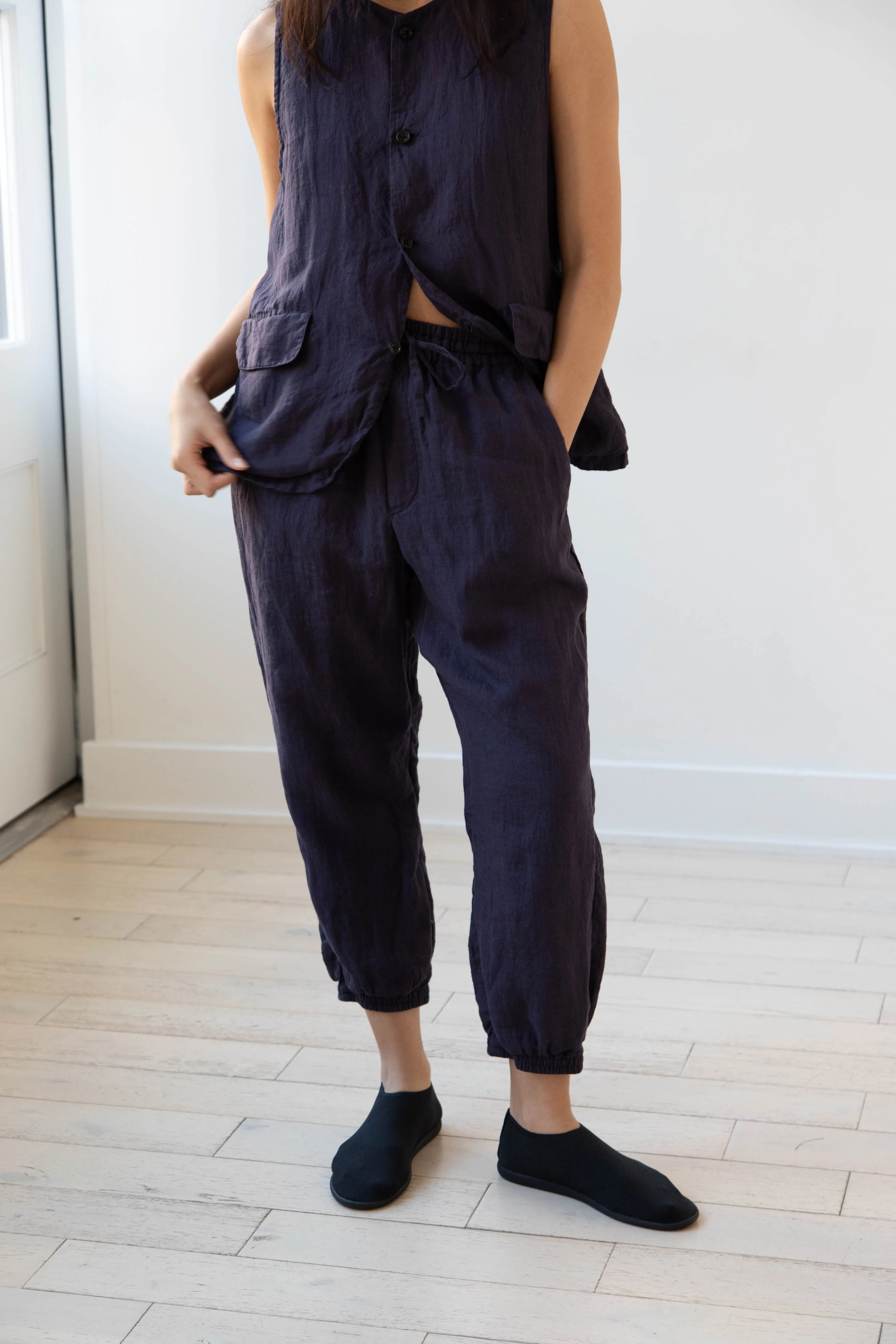 Vas-y Lentement | Linen Easy Pants in Navy