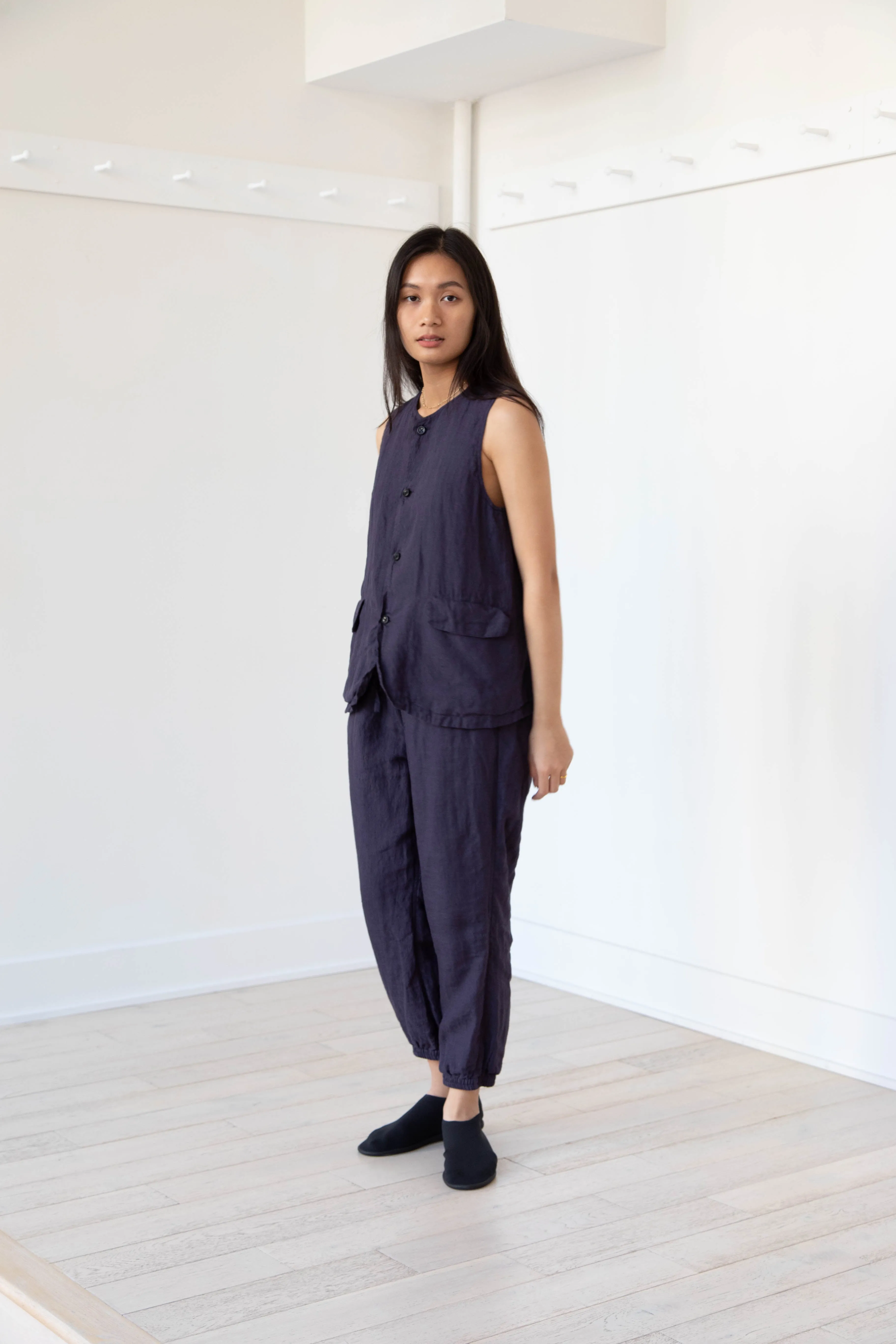 Vas-y Lentement | Linen Easy Pants in Navy