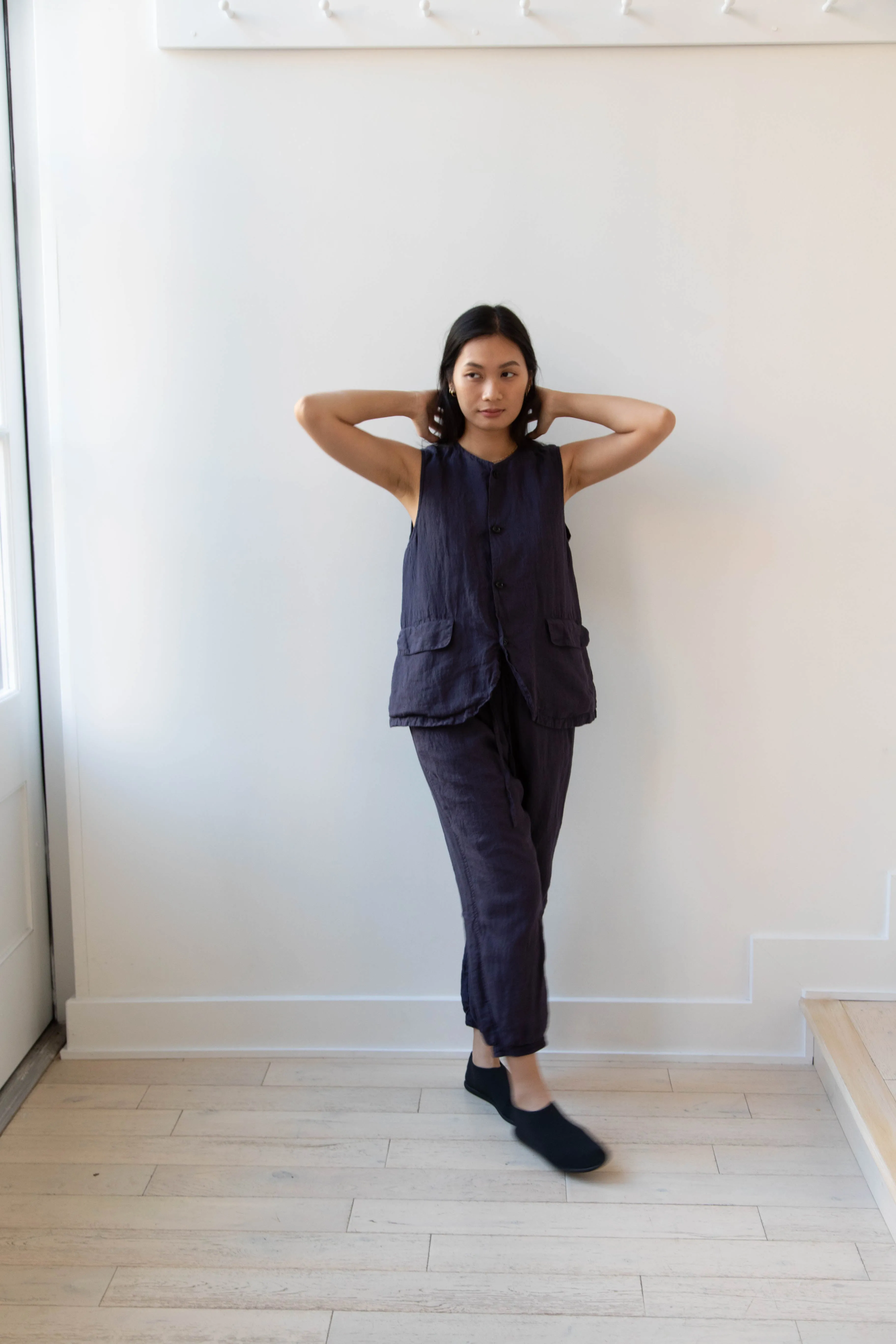 Vas-y Lentement | Linen Easy Pants in Navy