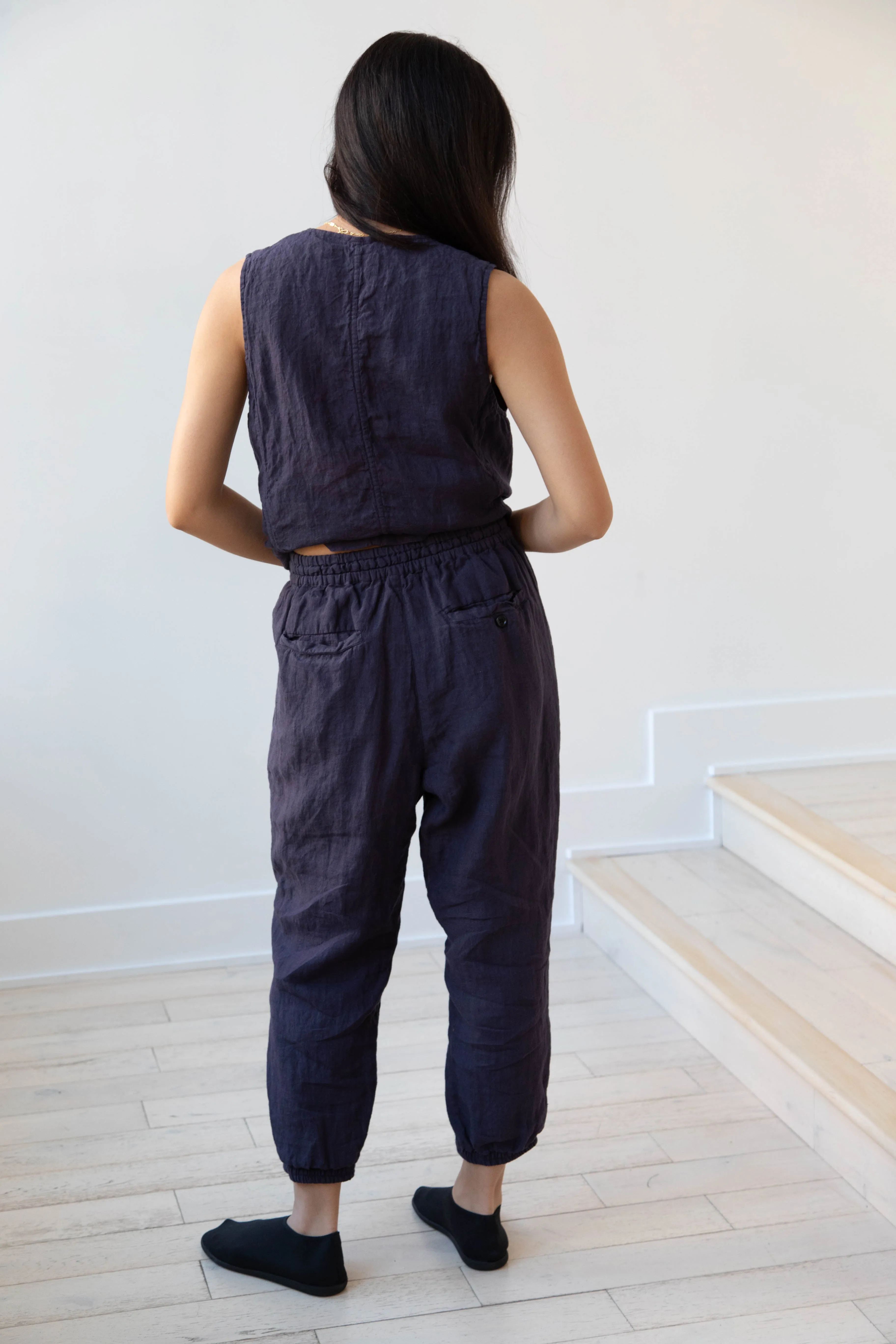 Vas-y Lentement | Linen Easy Pants in Navy