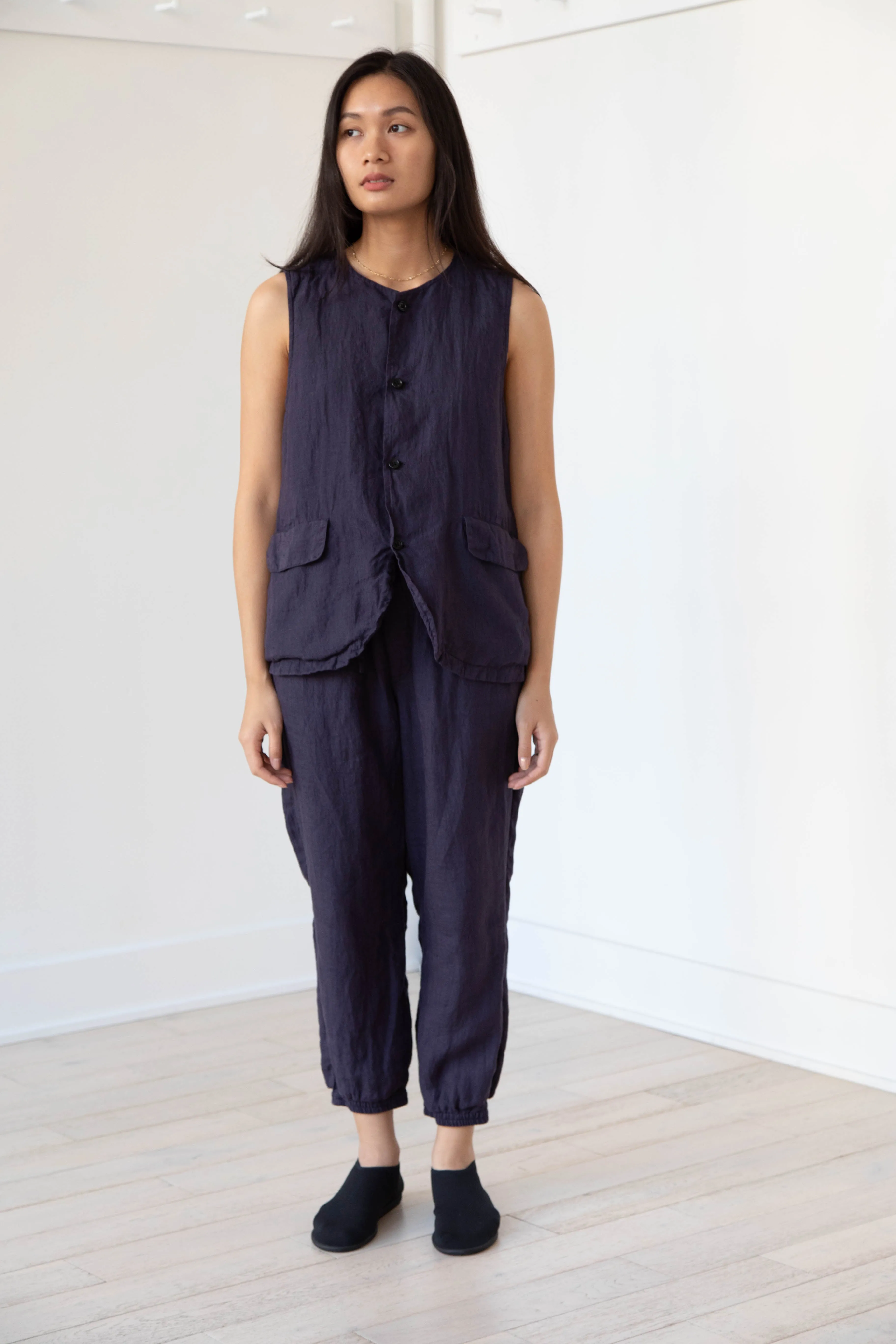 Vas-y Lentement | Linen Easy Pants in Navy
