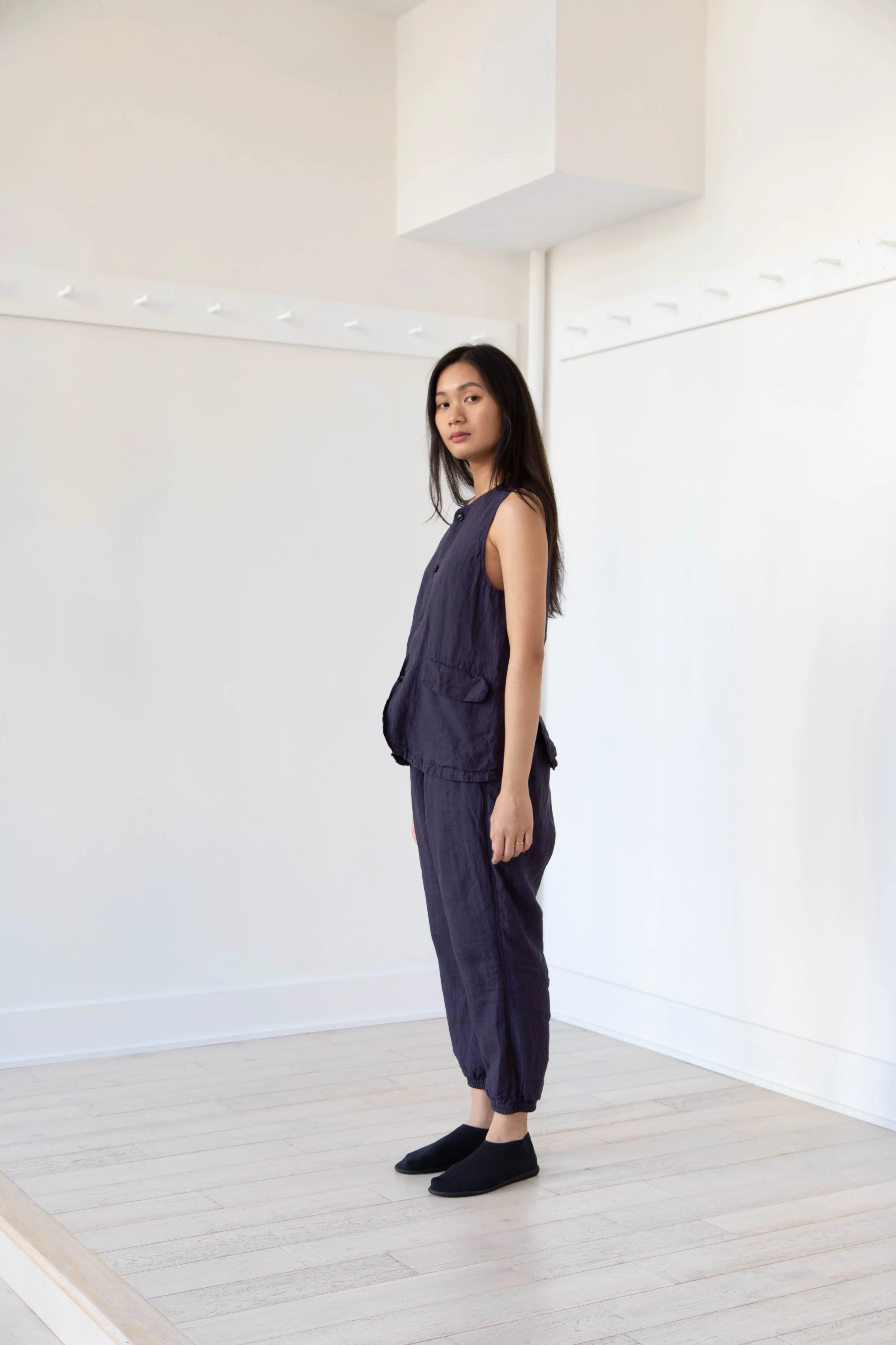 Vas-y Lentement | Linen Easy Pants in Navy