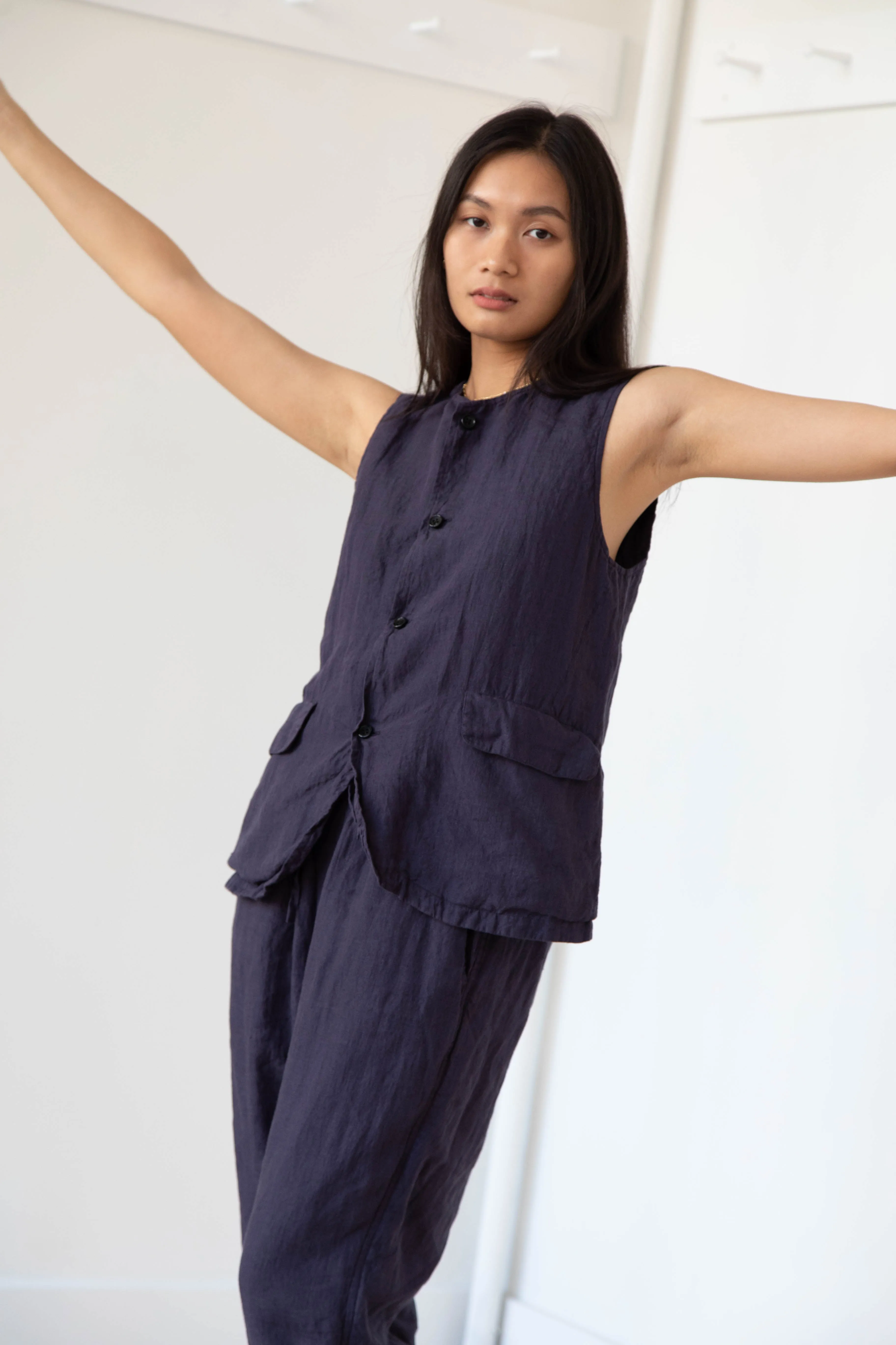 Vas-y Lentement | Linen Easy Pants in Navy