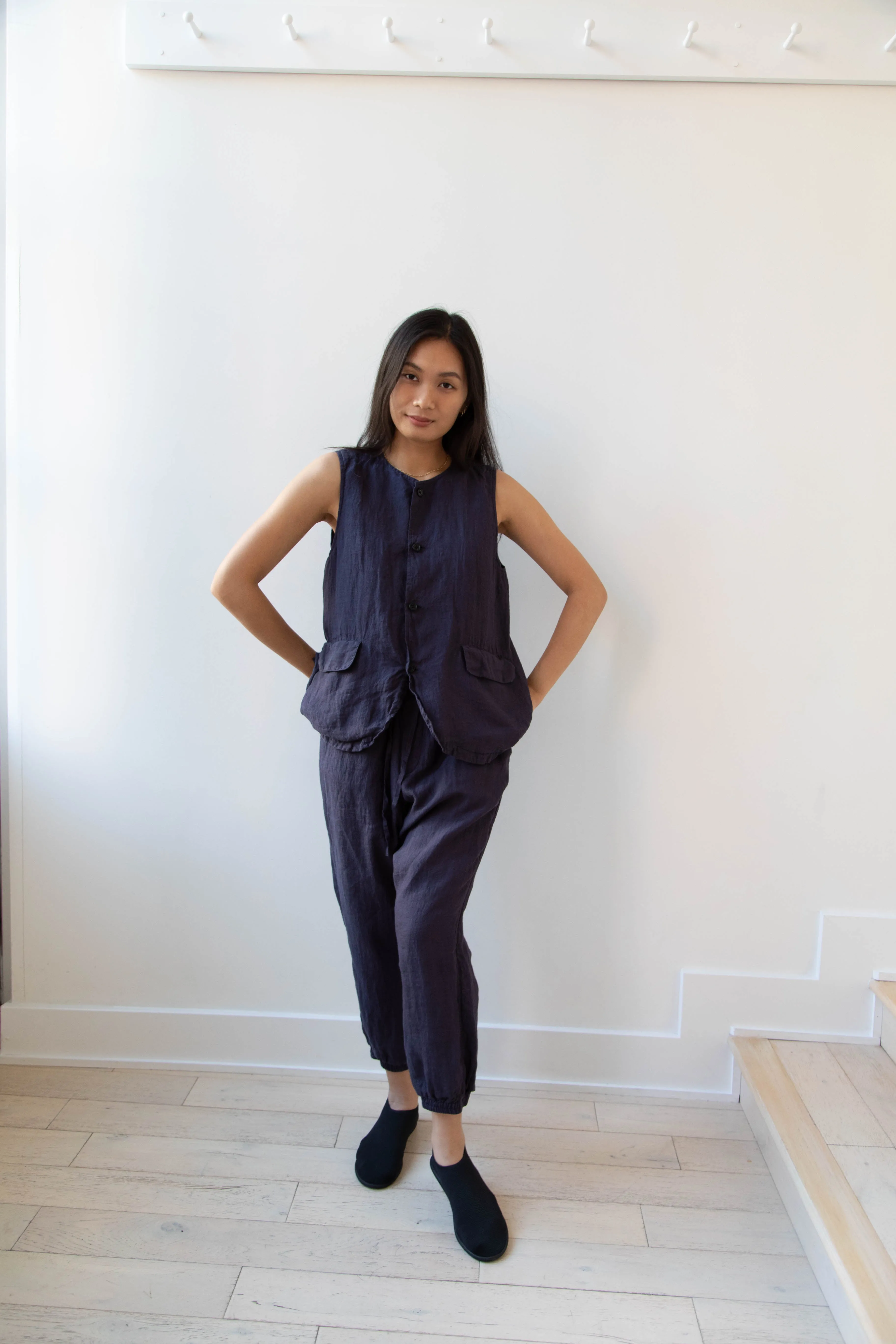 Vas-y Lentement | Linen Easy Pants in Navy