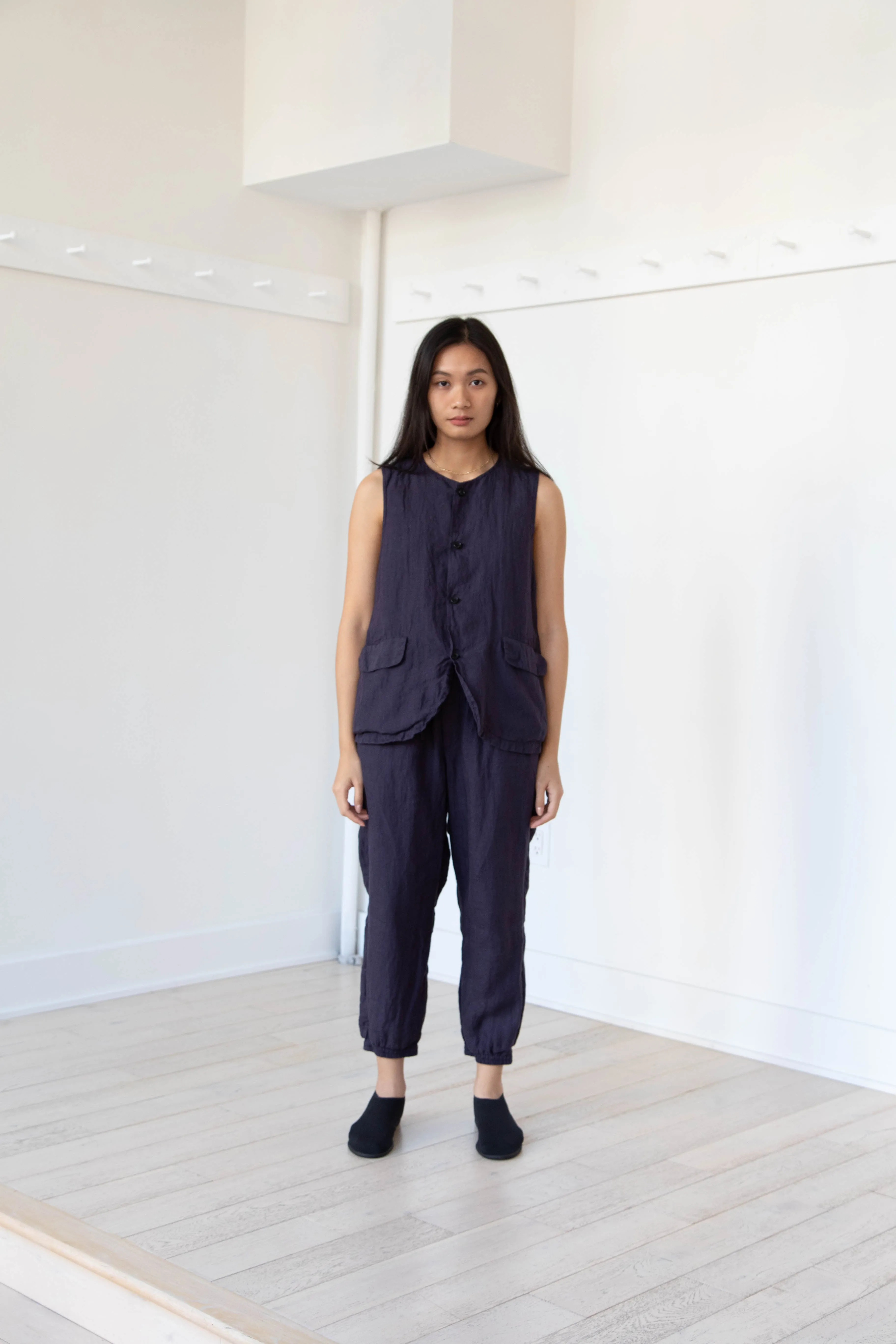 Vas-y Lentement | Linen Easy Pants in Navy