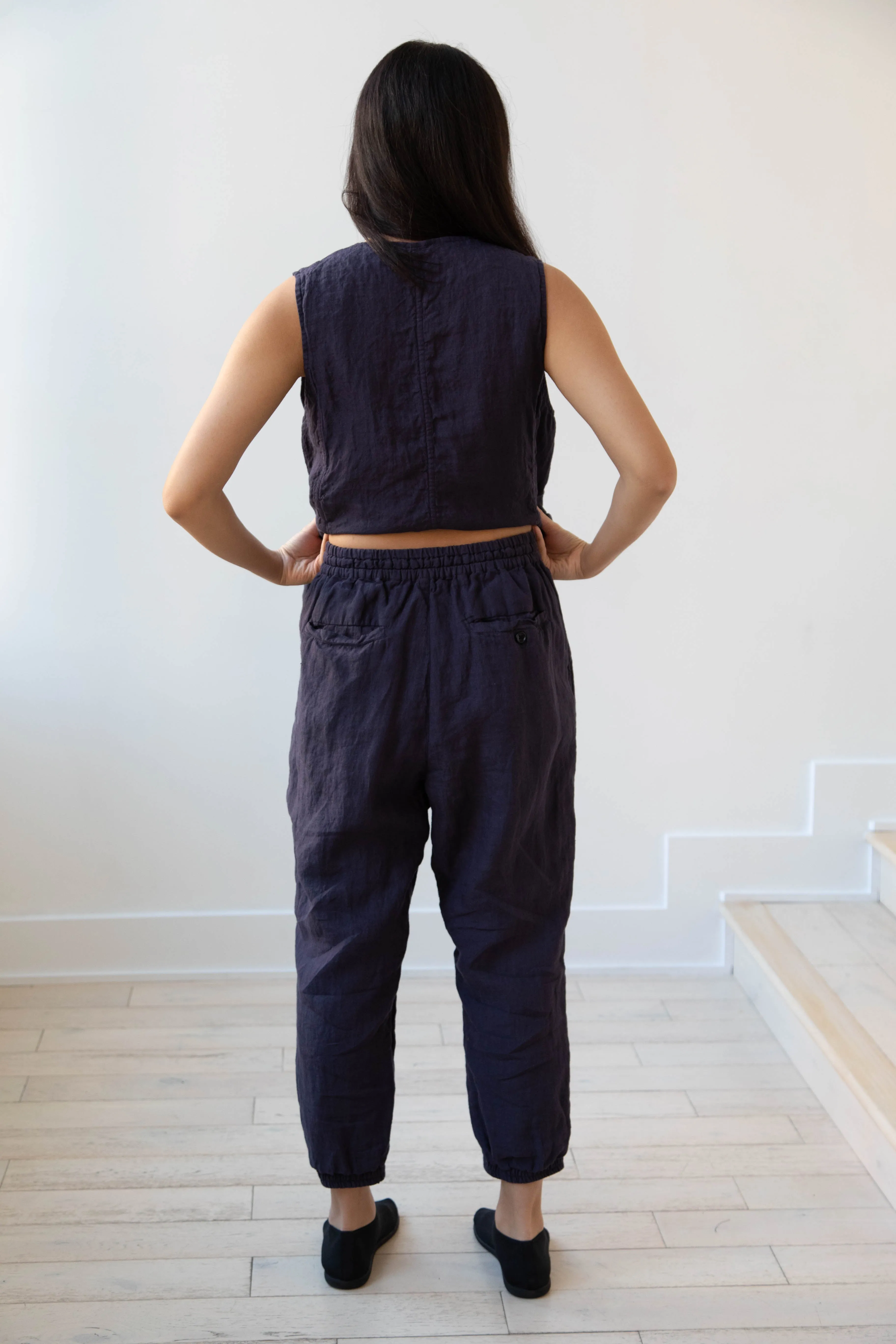 Vas-y Lentement | Linen Easy Pants in Navy