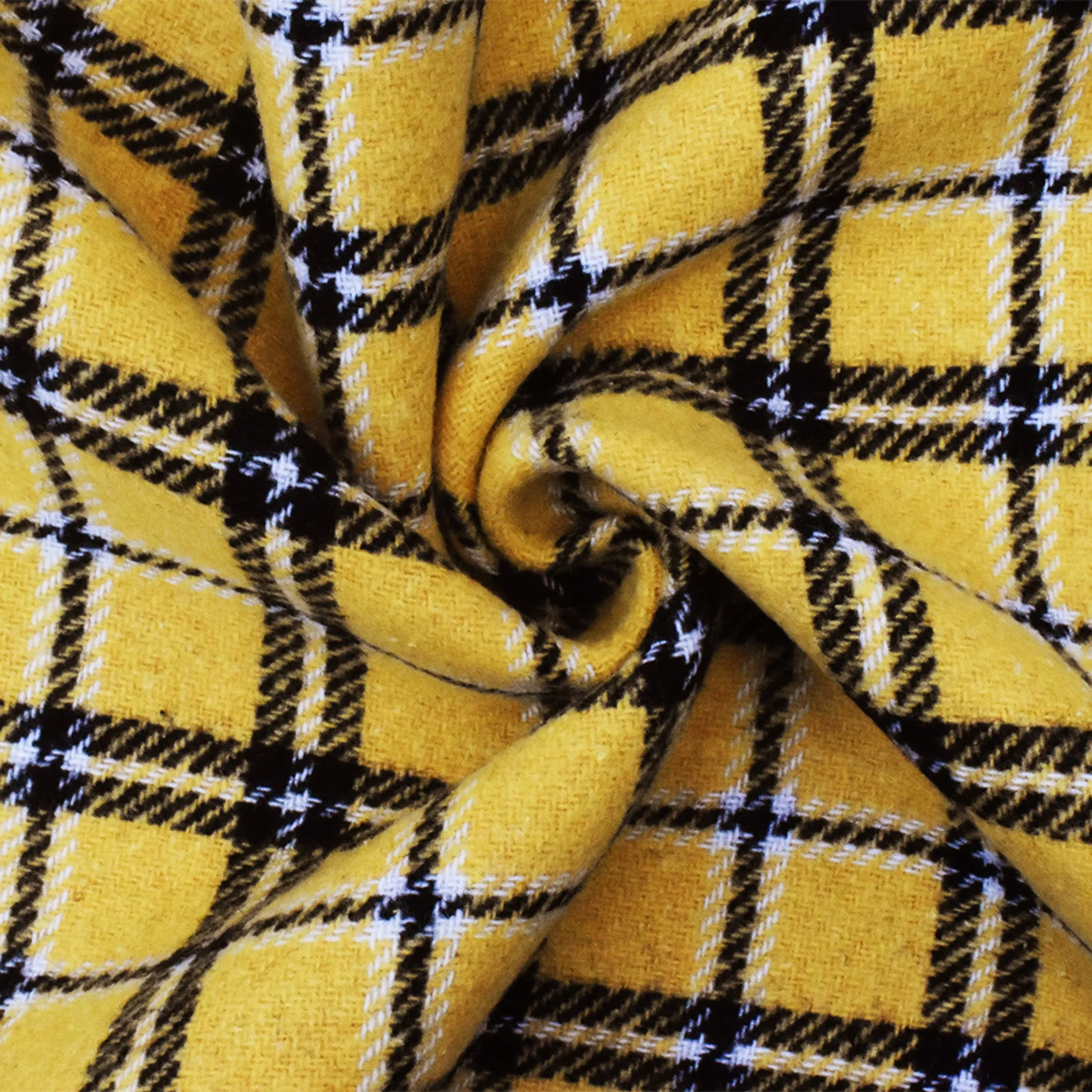 Yellow-Multi Famous Designer Poly Blend Plaid Doubleweave Jacketing Fabric