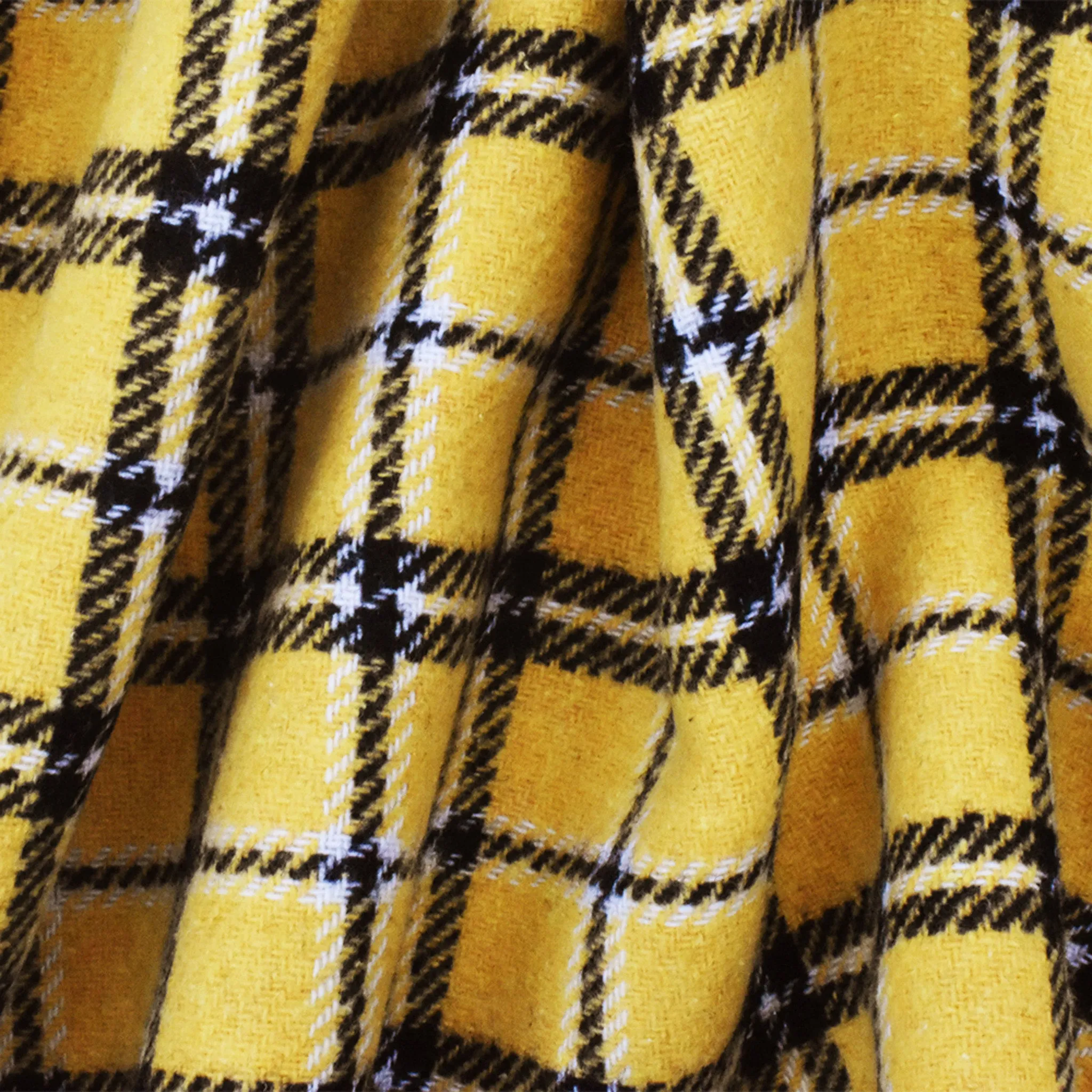 Yellow-Multi Famous Designer Poly Blend Plaid Doubleweave Jacketing Fabric