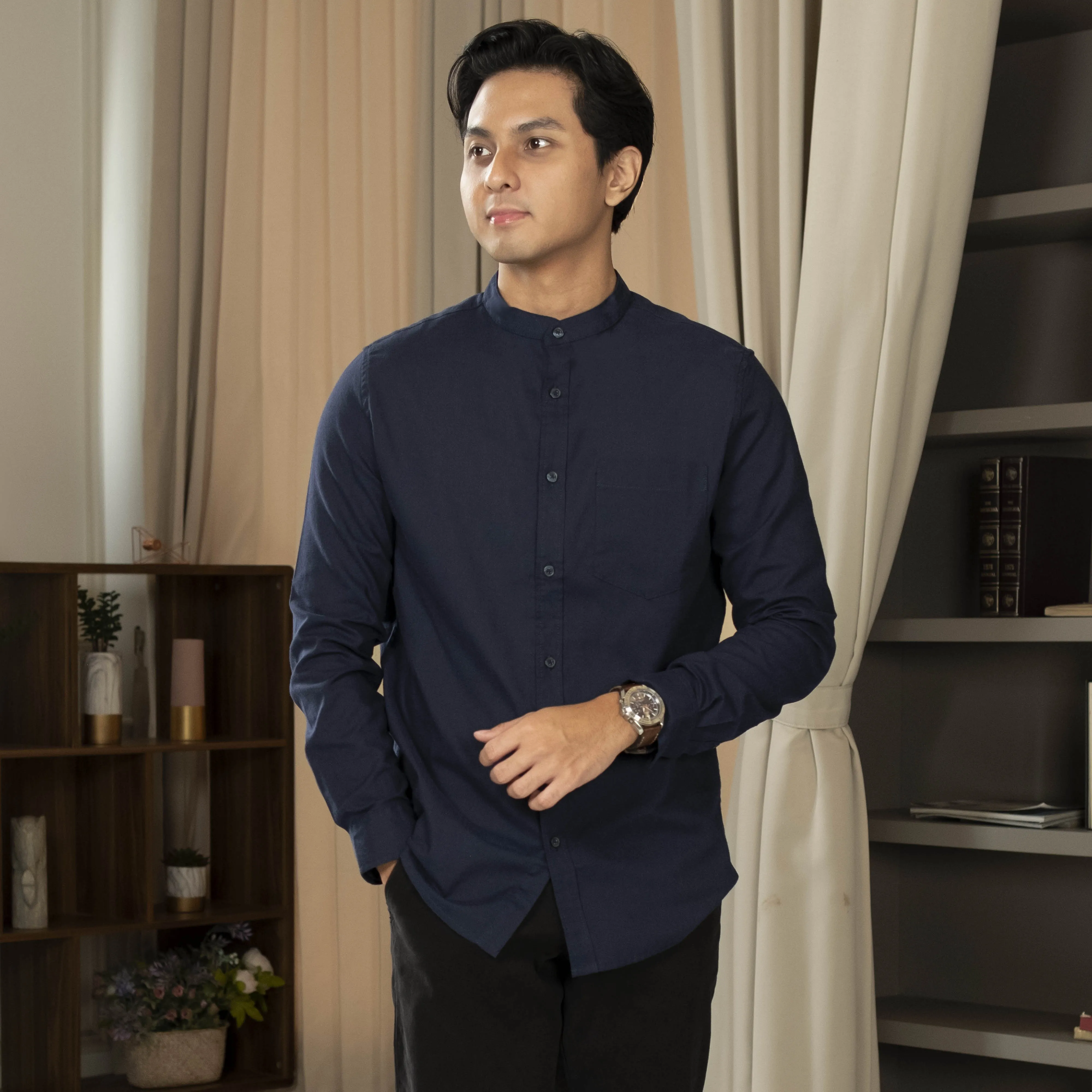 Zoul Kemeja Koko Oxford Basic Polos Lengan Panjang