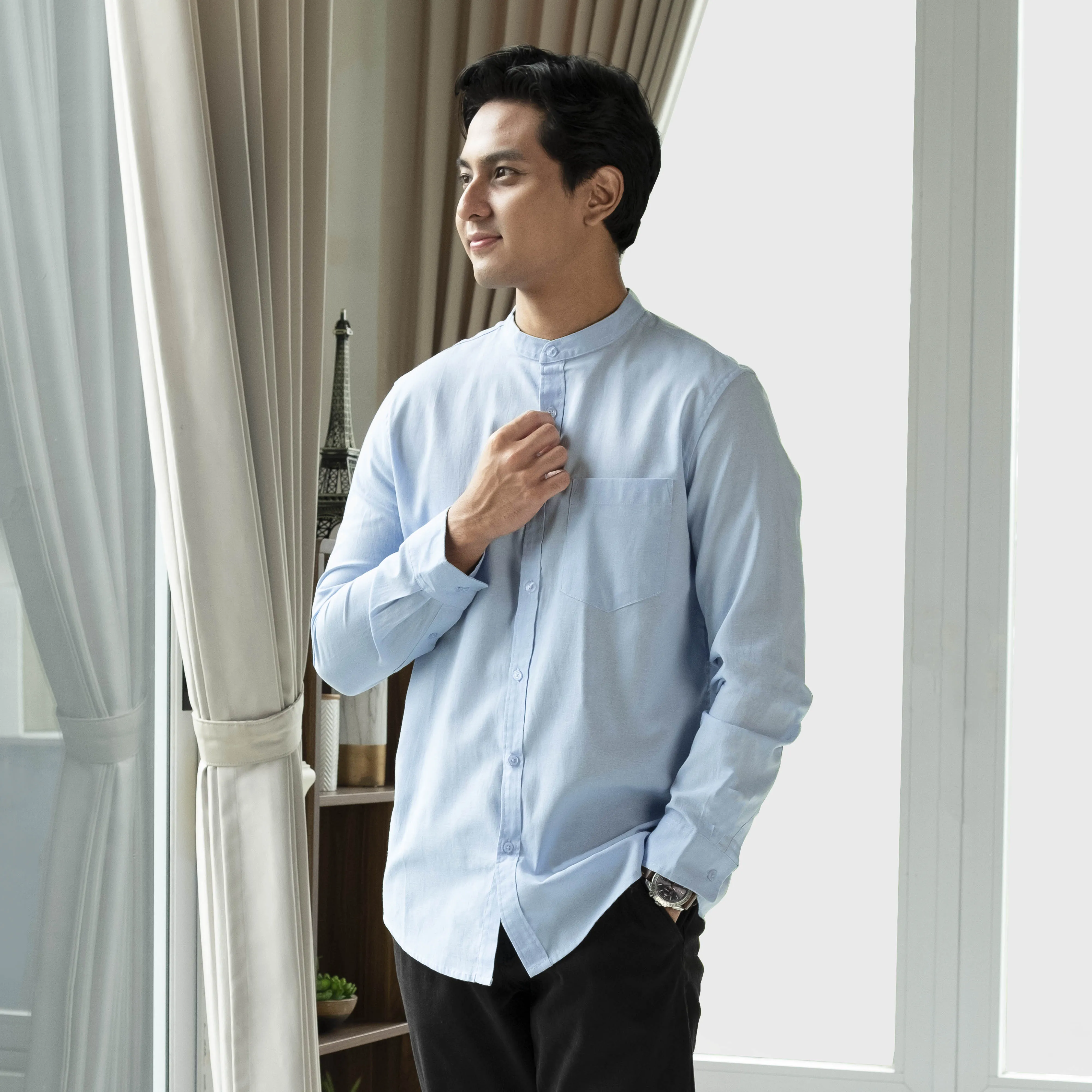 Zoul Kemeja Koko Oxford Basic Polos Lengan Panjang