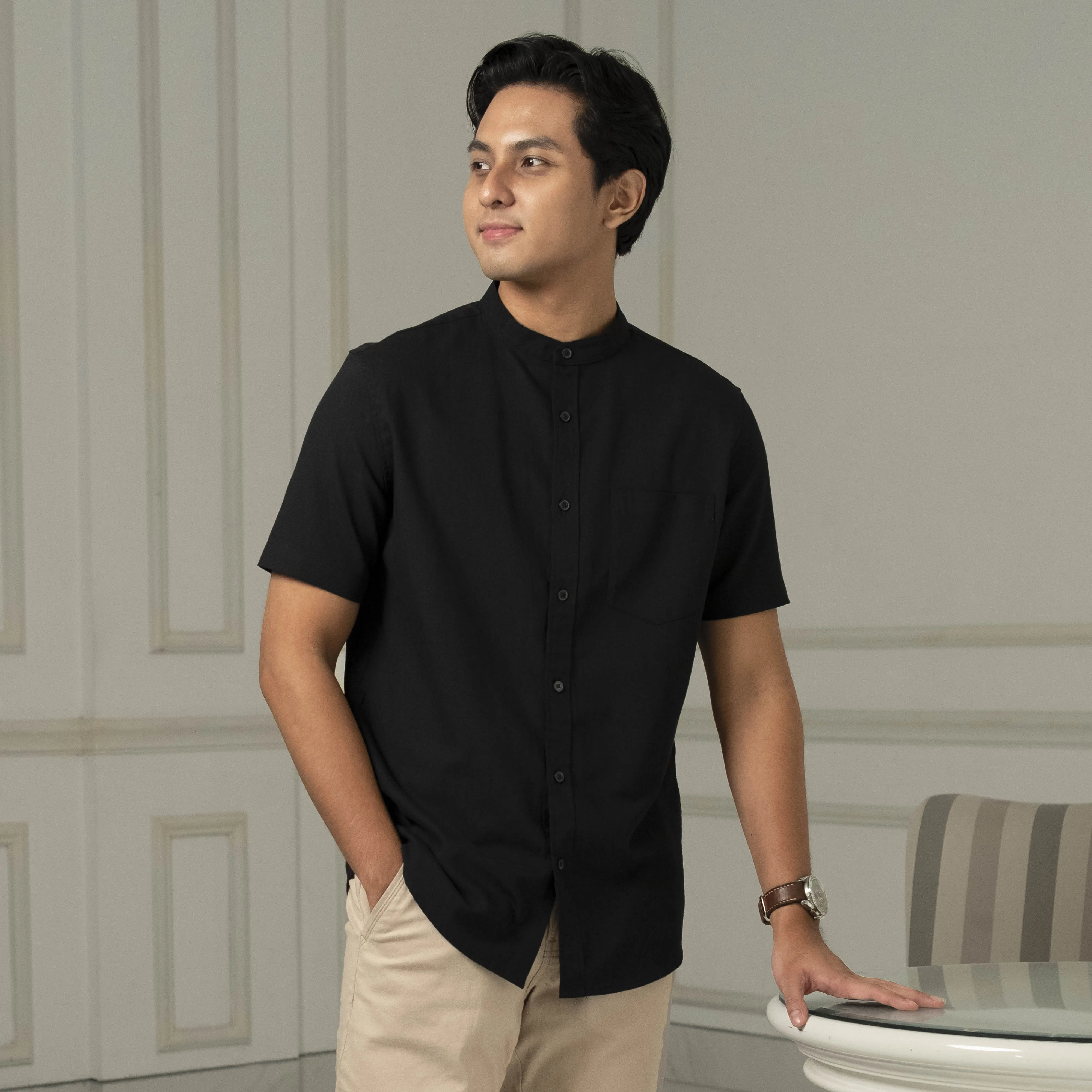 Zoul Kemeja Koko Oxford Basic Polos Lengan Pendek