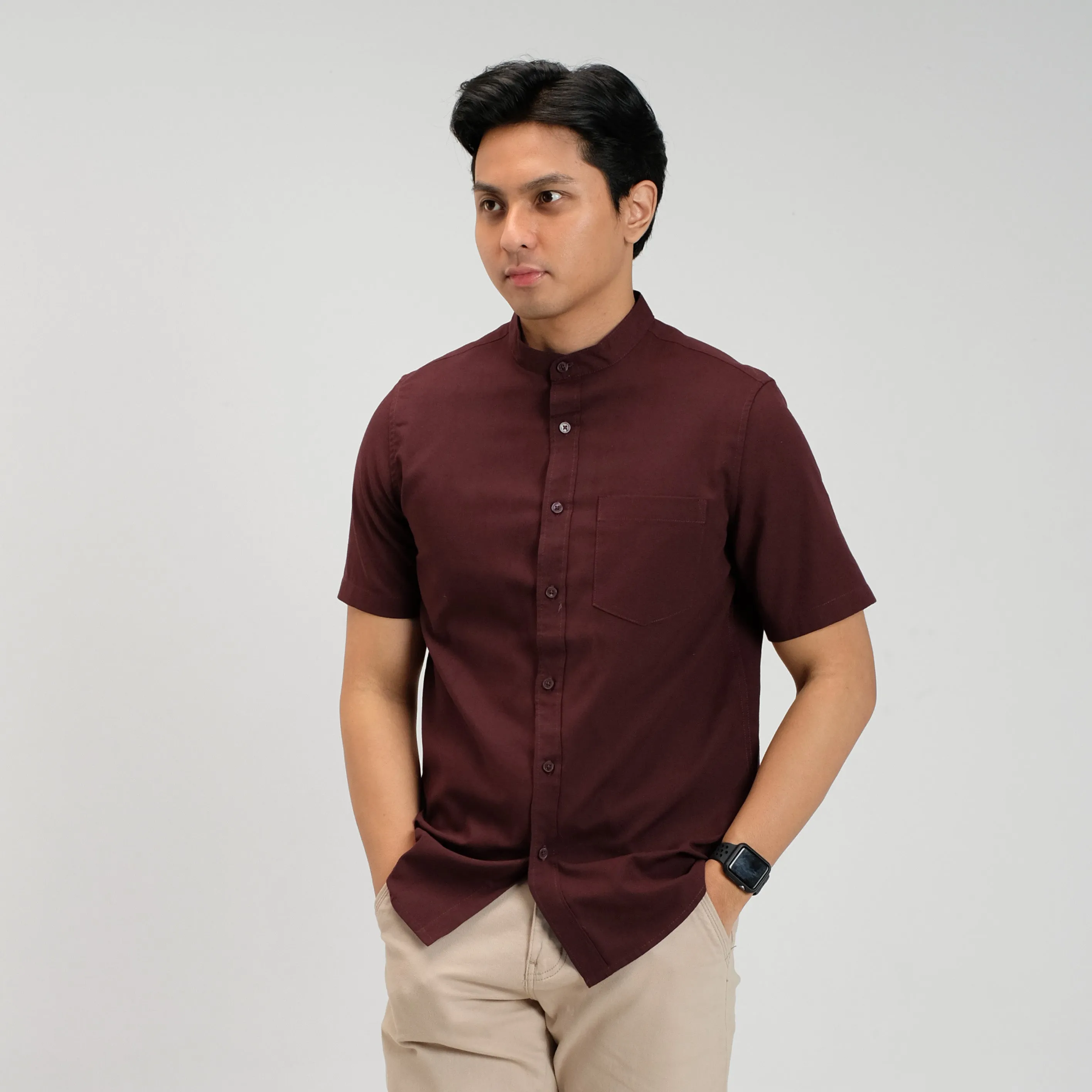 Zoul Kemeja Koko Oxford Basic Polos Lengan Pendek